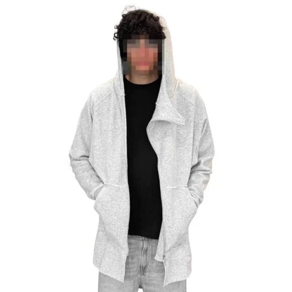 NWT JLUX LABEL MENS ASYMMETRIC GRAY ZIP-UP HOODIE SWEATSHIRT JACKET - Picture 7 of 10